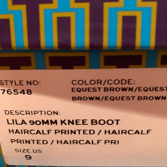 TORY BURCH LILA KNEE BOOT IN EQUESTRIAN BROWN PRINTED HAIRCALF SIZE 9 - Picture 7 of 7